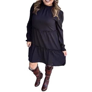 Lularoe Annabelle Tiered Ruffle Dress NWT Black